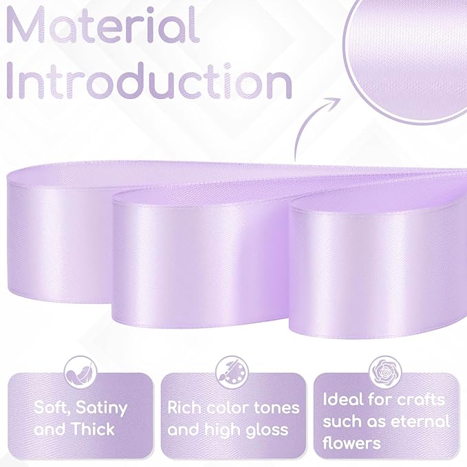 30 Yards Light Purple Ribbon 1-1/2 Inch, Light Purple Satin Ribbon for Gift Wrapping, Flower Bouquet, Crafts, Baby Shower, Christmas, Wedding and Easter