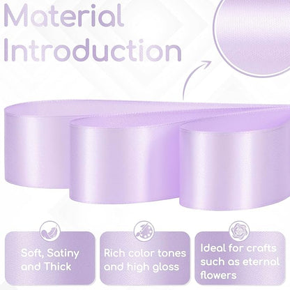 30 Yards Light Purple Ribbon 1-1/2 Inch, Light Purple Satin Ribbon for Gift Wrapping, Flower Bouquet, Crafts, Baby Shower, Christmas, Wedding and Easter