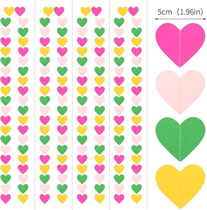 Hawaii Pool Party-Decorations Love-Heart Garland - 52Ft Tropical Jungle Birthday Bachelorette Hanging Decoration Streamers Banner, Summer Beach Baby Shower Supplies Backdrop Decor Panduola