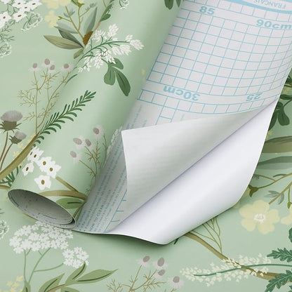 Guvana Floral Peel and Stick Wallpaper Leaf Contact Paper Self Adhesive Wallpaper Colorful Flower Contact Paper for Bedroom Livingroom Decor16.14 x78.7(Light Green Background)