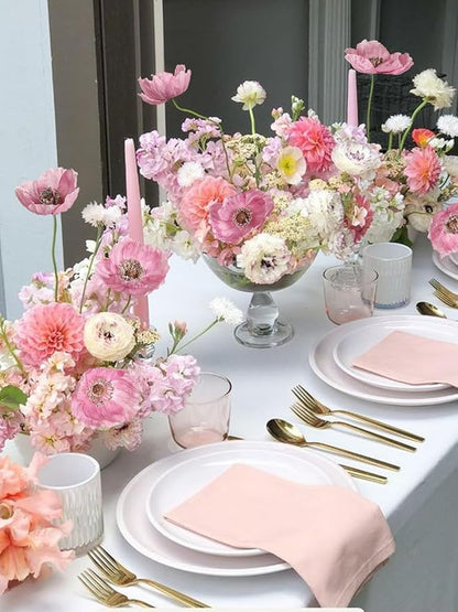 IPOPU Pink Artificial Poppy Silk Flowers 6pcs for Decoration - Faux Flowers With Stems for Wedding Centerpieces, Tables, Bridal Shower Party Decorations