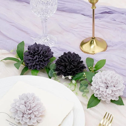 Artificial Flowers, 25pcs Realistic Artificial Rose for DIY Wedding Bouquets Centerpieces Arrangements, Gradient Violet Shades Dahlia Flowers with Stem for Bridal Shower Party