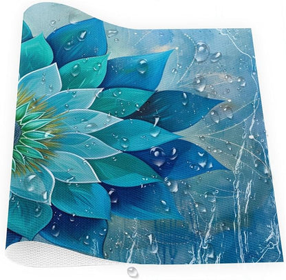 Teal Flower Mandala Placemats Set of 4 PVC Vinyl Non Slip Table Mats Waterproof Heat Resistant Place Mats Washable Wipeable Dining Table Mat for Kitchen Party Indoor Outdoor Decorative