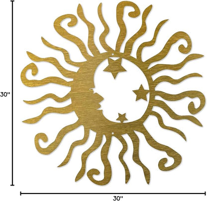 Riverside Designs Wacky Solar Moon Metal Wall Art Steel Outdoor Decor | Heavy-Duty and Waterproof | Made in USA (Gold, 30L x 30W)