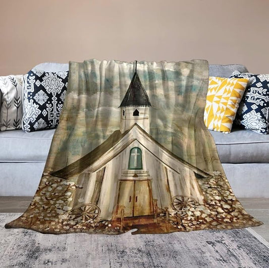 Christian Church Blanket Religious Gifts for Women Men Christian Throw Blanket for Kids Adults Soft Warm Cozy Fleece Blanket for Couch Sofa Bed 60"x80"