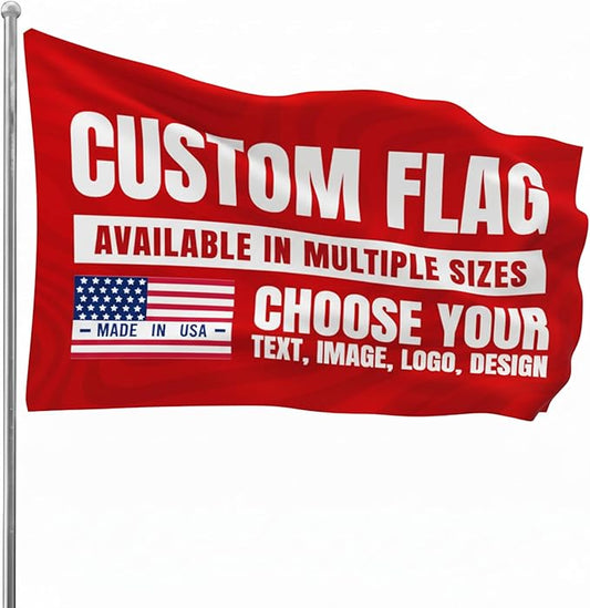 Custom Flag (1x1.5FT to 5x8FT) by BCB Print for Business | Personalized Outdoor Flags with Grommets for Advertising, Events | HD Printed Custom Sign Flag | Express Dispatch+Ship | Made in USA