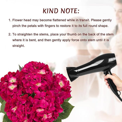 Hollyone Rose Red Hydrangea Artificial Flowers Large Artificial Hydrangeas Silk Flowers for Home Decor Indoor Wedding Flowers Bouquets Faux Flowers Kitchen Centerpiece Table Decorations