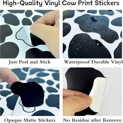 AOWDIAO 280 Pieces Cow Print Stickers Peel and Stick Vinyl Decals for Wall, Car, Laptop, Water Bottle & Home Decor
