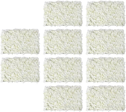 16"x 24" Artificial Flower Wall Panels,Flower Wall Mat Silk Flower Panels for Outdoor Garden Backyard Fence Fence Privacy Screen and Indoor Wall Decor(10Pcs White,Style 2)