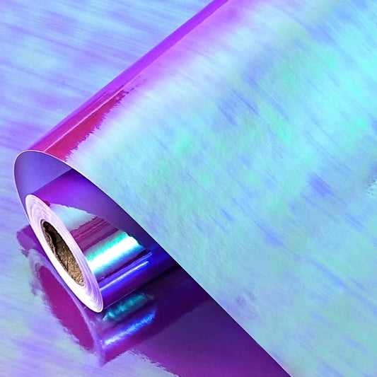 LeZakaa Purple Wrapping Paper Roll, Holographic Iridescent Purple Gift Wrap for Nightmare Before Christmas, Xmas Party, Halloween, Birthday, Valentines, Mothers Day, Holiday, 17 in x 32.8 Ft