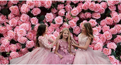 10x6.5ft Flower Backdrop Pink Rose Floral Wall Photography Background Birthday Baby Shower Wedding Party Banner Decorations Supplies Photo Booth Props