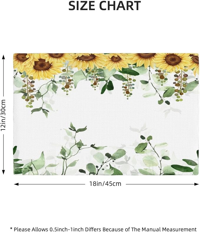 Sunflower Placemats Set of 6,Spring Summer Yellow Floral Flowers Rustic Vintage Dining Table Place Mats, Kitchen Decor Home Decoration 6 PCS, Style-13