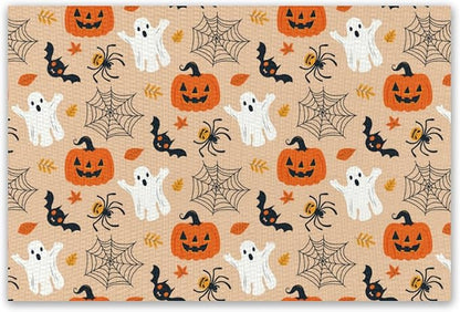 Placemats Set of 4 Halloween Waterproof Oilproof Table Mats Washable Wipeable Heat Resistant Easy to Clean for Indoor Outdoor Party Kitchen Dining Table Decoration 12 * 18in