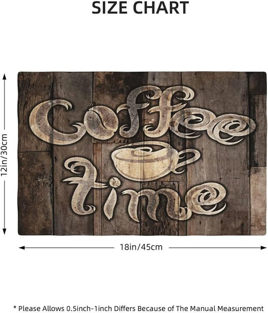 Coffee Linen Table Placemats Set of 4 Coffee Cup Vintage Wooden Print Placemat Indoor Outdoor Party Home Desktop Kitchen Dining Room Decoration 12x18 Inch