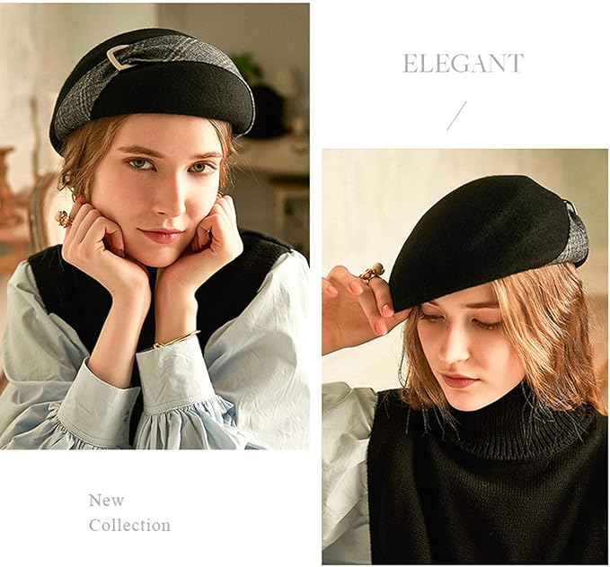 ORIDOOR Women Vintage 100% Wool Felt Flowers Bucket Cloche Bowler Hat Church Wedding Beret Hat