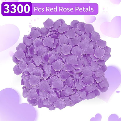 3300 PCS Artificial Fake Rose Petals,Flower Petals,Romantic Nightfor Her/Him Set,Wedding, Engagement, Party, in Bulk Flower Decorations（Purple）