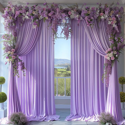 10x10ft Wrinkle Free Lavender Backdrop Curtain for Parties Soft Fabric Drapes Wedding Curtain Backdrop for Birthday Party Decorations Background for Photography 5x10ft,2 Panels