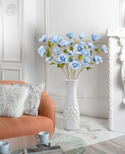30 Heads 6PCS Blue Poppy Artificial Flowers 32in Silk Poppy Light Blue Flowers for Wedding Home Party Table Centerpiece Arrangement Decoration (Blue)