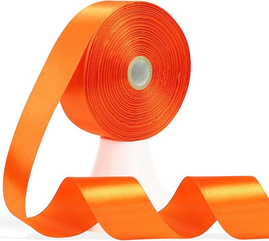 60 Yards Orange Satin Ribbon 1-1/2 Inch, Solid Polyester Fabric Ribbon for Gift Wrapping, Crafts, Flower Bouquet, Wedding, Baby Shower, Festival, Christmas, Halloween