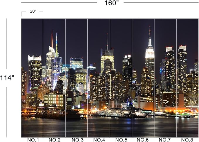 Cliouar-New York City Skyline viewed from Weehawken New Jersey Peel and Stick 160" x 114"