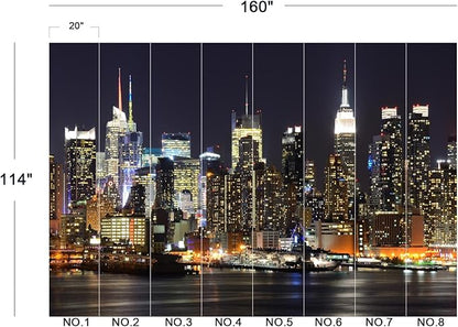 Cliouar-New York City Skyline viewed from Weehawken New Jersey Peel and Stick 160" x 114"