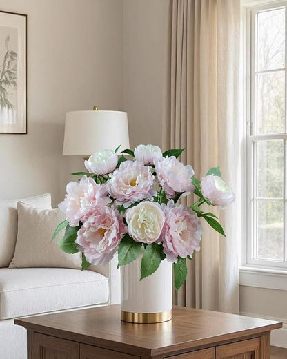 Premium Pink Peonies Artificial Flowers, Fake Silk Peony Flowers with Stems, Faux Florals for Wedding Bridal Bouquets, Floral Arrangements, Table Centerpieces, Home Decorations