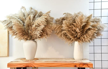 44pcs Pampas Grass Decor-Natural Dried Pampas Grass,Fluffy Brown Pompas Grass,Short Fluffy Pampas Grass Bulk for Small Boho vases,Wedding Flower,Boho Home Decor,Living Room Table Decor(17inch)