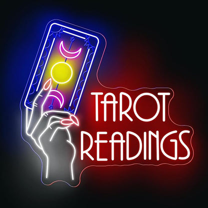 Tarot Readings Neon Sign, Astrology Tarot Sign, Tarot Cards Reading, Psychic Tarot Light, Fortune Teller Sign for Tarot Hall Card Studio Bedroom Shop Decoration Girls Room Gaming Room Party