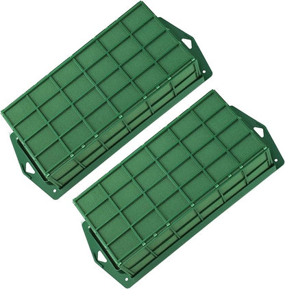 2 Packs Floral Foam Cage Rectangle Flower Cage Holders with Floral Foam Flower Arrangement Supplies for Fresh Flowers, Home Wedding Decorations, 11.8 x 4.3 x 3.1 Inches