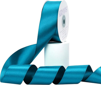Turquoise Blue Satin Ribbon, Double Faced 2 Inch X 25 Yards Turquoise Ribbon, Premium Satin Ribbon for Gift Wrapping, Crafts, Hair Bow Making, Sewing, Flower Bouquet, Wedding Party Decor