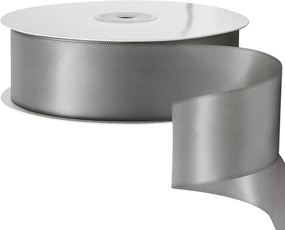 LIUYAXI Silver Stain Ribbon, 2" X Continuous 50 Yards, Double Faced Fabric Ribbon Use for Bows Bouquet,Christmas Gift Wrapping,Floral Arrangement