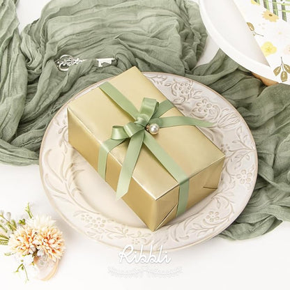 Ribbli Dusty Sage Satin Ribbon Double Faced Satin 1/2 inch x Continuous 50 Yards-Spring Moss Ribbon for Gift Wrapping Crafts Wedding Decoration Bows Bouquet Floral Arrangement