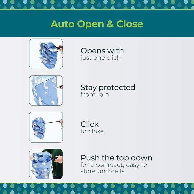 Totes Reverse Close Folding Inbrella with Auto Open Close and Compact