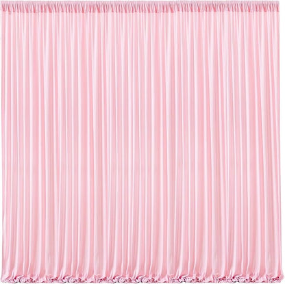Pink Backdrop Curtains-Wrinkle-Free Polyester Photography Drapes Party Curtain Background for Baby Shower Wedding Decorations- 32 X10FT (Pink)