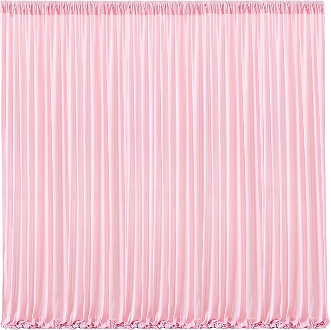 Pink Backdrop Curtains-Wrinkle-Free Polyester Photography Drapes Party Curtain Background for Baby Shower Wedding Decorations- 40 X10FT