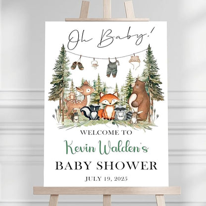 Personalized Baby Shower Welcome Sign For Outdoor, Custom Forest Animal Baby Shower Yard Sign Decorations