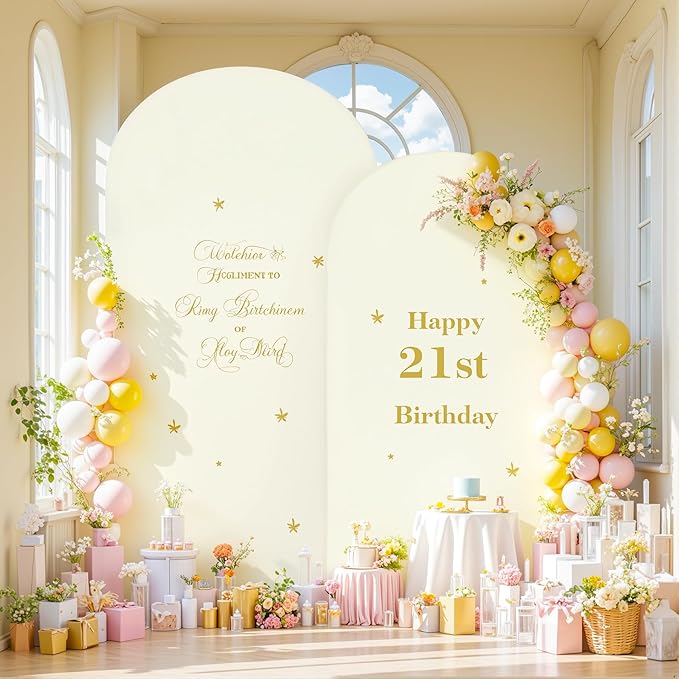 Ivory Arch Backdrop Cover Set of 2 Arch Cover 7.2 and 6ft Wedding Arch Cover Stretchy Backdrop Bridal Baby Shower Birthday Party Ivory Arch Covers Spandex
