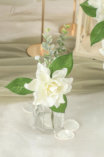Floroom Artificial Gardenia Flowers 2.7" 25pcs Real Looking Ivory Foam Fake Flowers with Stems for DIY Wedding Bouquets Bridal Shower Centerpieces Floral Arrangements Party Tables Home Decorations