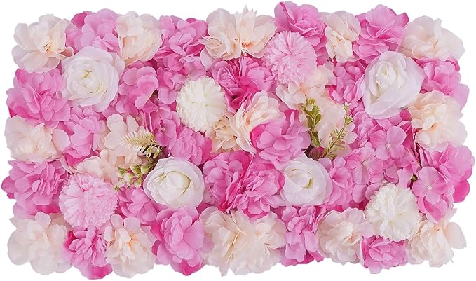 3D Flower Wall Panel 12Pcs Artificial Flower Wall Background Silk Rose Mat for Wedding Wedding Decor Shop Photo Backdrop (Flower Type D)