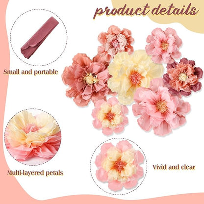 MotiMind 12 Pcs Large Colorful Tissue Paper Flowers 20" 10'' Giant Fiesta Paper Flowers Mexican Pom for Carnival Party Wall Backdrop Decoration Wedding Birthday (Vintage Color)