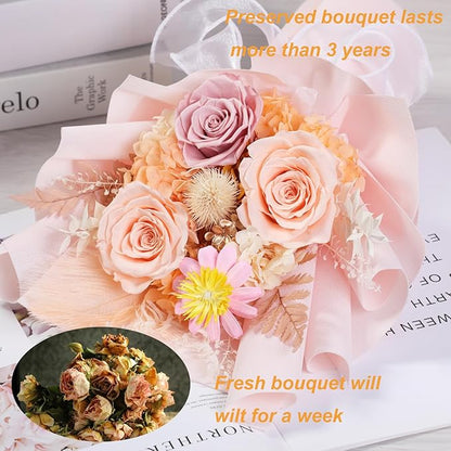 Lovenfold Flowers for Delivery,Preserved Flowers Bouquets,Champagne Rose Bouquets that Last 1-3 Years,Birthday Flowers Gifts for Women Mom Grandma Wife Friends