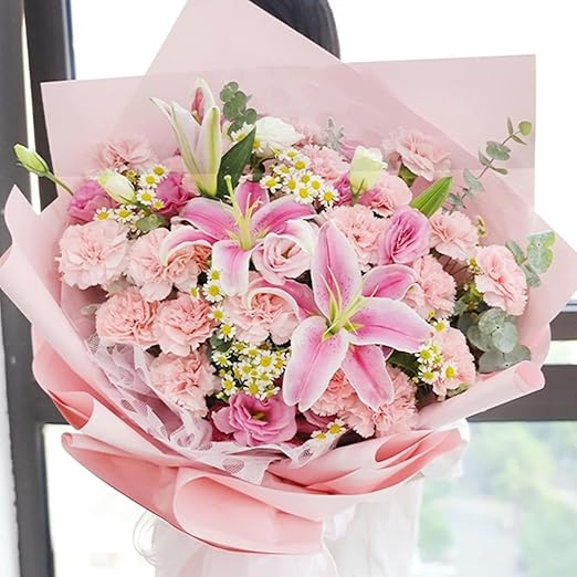 Jutieuo 20 Sheets Light Pink Flower Wrapping Paper, Waterproof Floral Wrap Solid Bouquet Wrapping Paper Florist Supplies (22.8 x 22.8 inch)
