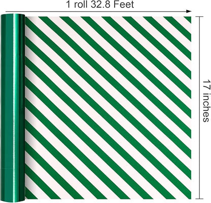 Merture Metallic Dark Green Wrapping Paper Roll - 17 In X 32.8 Ft(46.5 sq.ft.) with Stripe
