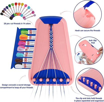 Arts and Crafts for Kids Ages 8-12,Friendship Bracelet Making Kit for Girl,Kids Jewelry Making Kit with 28 Pre-Cut Threads,Christmas Birthday Gifts for Ages 6 7 8 9 10 11 12 Year Old Dark Blue