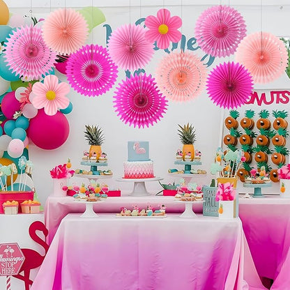 zilue Paper Fans Party Decorations Paper Flowers Decorations for Wall Classroom Floral Backdrop Baby Shower Birthday Party Flower Wall Decor Pack of 11 Pink