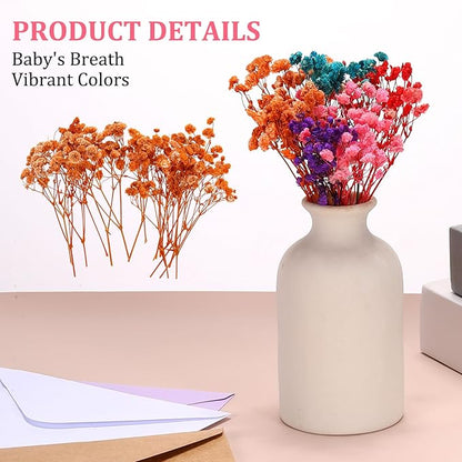 PATIKIL Mini Dried Gypsophila Flower Kit, 30Pcs 4 Inch Orange Natural Pressed Floral Bundles with Tweezer for DIY Resin Crafts Gift Wedding Christmas Card Decor Flower Bouquets