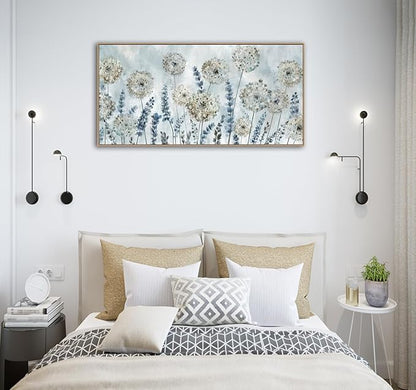 VEAEE Farmhouse Canvas Wall Art - Flowers Dandelion Wall Pictures,Living Room Decor,Nature Artwork Prints Abstract Grass Paintings for Bedroom Home Office Decoration 20"x40"