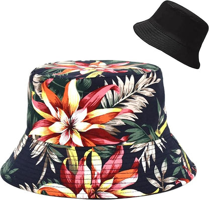 Malaxlx Bucket Hat Beach Sun Hat Fishing Hat for Women Men, Outdoor Travel Reversible Double Side Wear Fisherman Hat