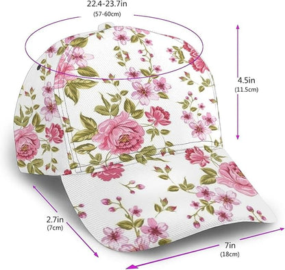 Floral Baseball Cap for Women Fashionable Adjustable Dad Hat Low Profile Running Hat for Summer Sporting Working Hiking