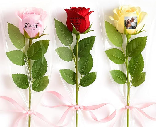 Personalized Preserved Rose with Photo, Custom Artificial Flower, Forever Rose with Name & Text, Keepsake Gift for Mom, Wife, Girlfriend, Anniversary, Birthday, Valentine's Day